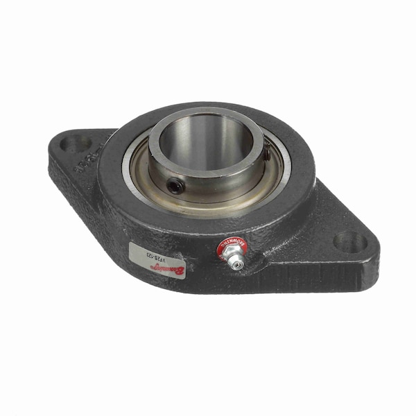 Mounted Cast Iron Two Bolt Flange Ball Bearing - 52100 Bearing Steel - Setscrew Lock